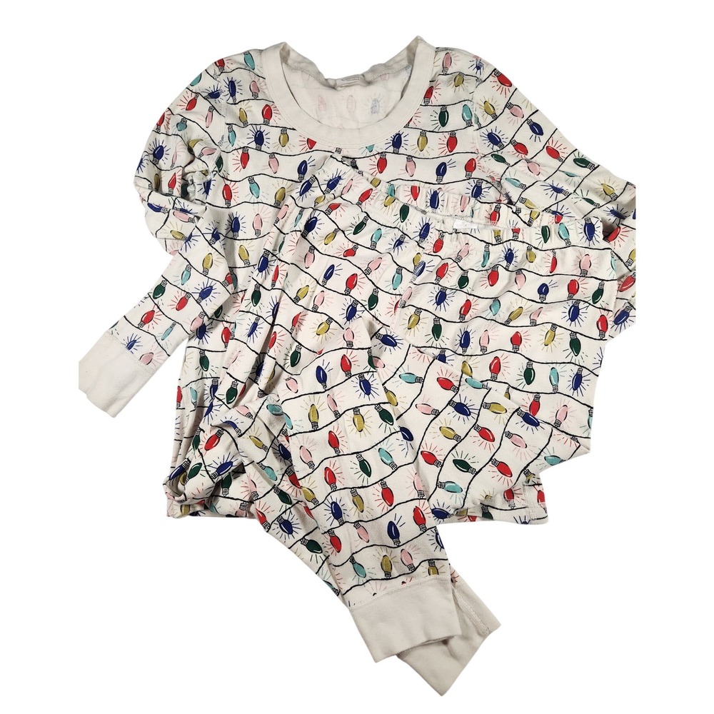 Hanna Anderson 100% Organic Cotton Holiday Lights Pajama Set Size M/L